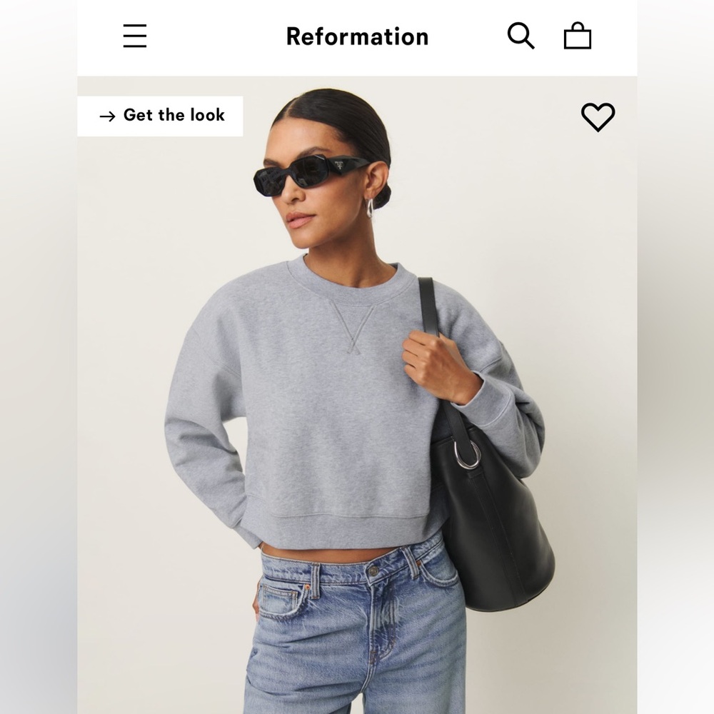 Grace Cropped Vintage Oversized Crewneck Sweatshirt size L